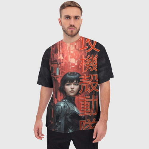 Мужская футболка oversize 3D Девушка в призрачном доспехе , цвет 3D печать - фото 3