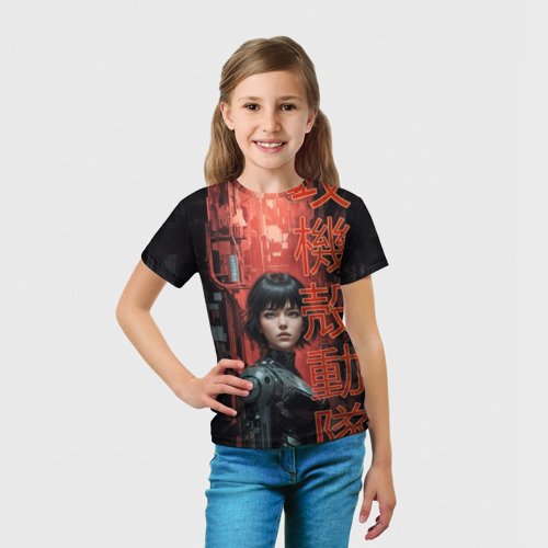 Детская футболка 3D Девушка в призрачном доспехе , цвет 3D печать - фото 5