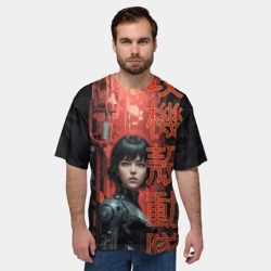 Мужская футболка oversize 3D Девушка в призрачном доспехе  - фото 2