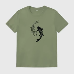 Мужская футболка хлопок Японские карпы Инь и Янь