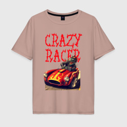 Crazy racer - ai art  dragon – Мужская футболка хлопок Oversize с принтом купить со скидкой в -16%