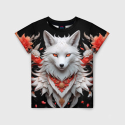 Белая лисица - кицунэ – Детская футболка 3D с принтом купить со скидкой в -33%