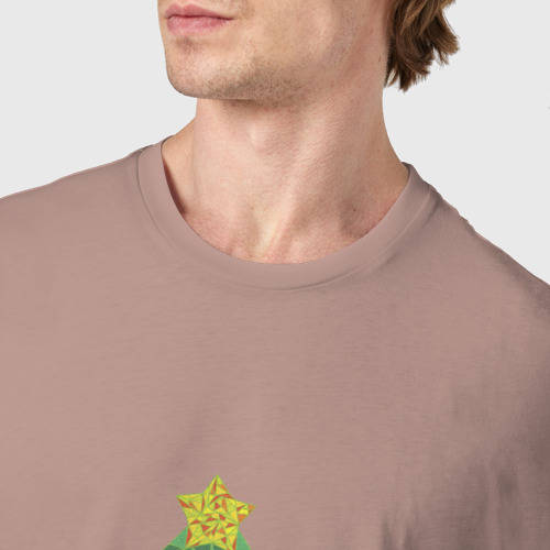 Мужская футболка хлопок с принтом Елка абстрактная со звездой, фото #4