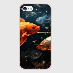Чехол для iPhone 5/5S матовый Рыбки на темном фоне