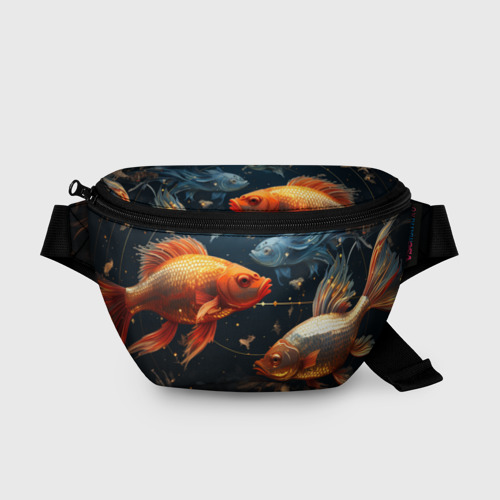 Поясная сумка 3D Рыбки на темном фоне