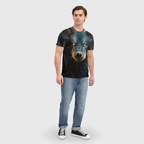 Мужская футболка 3D Волк арт-портрет, цвет 3D печать - фото 5