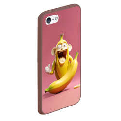 Чехол для iPhone 5/5S матовый Забавный банановый монстр на розовом - фото 2