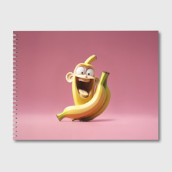 Альбом для рисования  Смеющийся банановый монстр на розовом