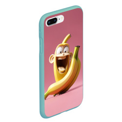 Чехол для iPhone 7Plus/8 Plus матовый  Смеющийся банановый монстр на розовом - фото 2