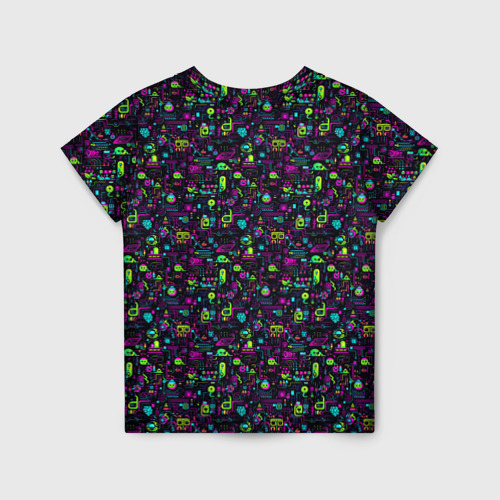 Детская футболка 3D с принтом Принт в стиле киберпанк, вид сзади #1