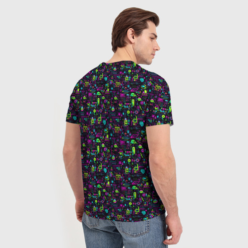 Мужская футболка 3D с принтом Принт в стиле киберпанк, вид сзади #2