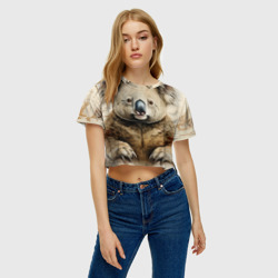 Женская футболка Crop-top 3D Коала в стиле диаграмм Давинчи - фото 2