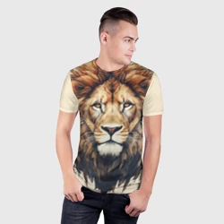 Мужская футболка 3D Slim Лев в стиле диаграмм Давинчи - фото 2