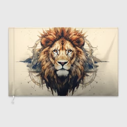 Флаг 3D Лев в стиле диаграмм Давинчи