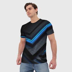 Мужская футболка 3D Голубая   абстракция - фото 2