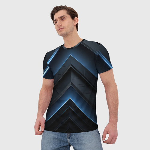 Мужская футболка 3D с принтом Синий мир абстракции, фото на моделе #1
