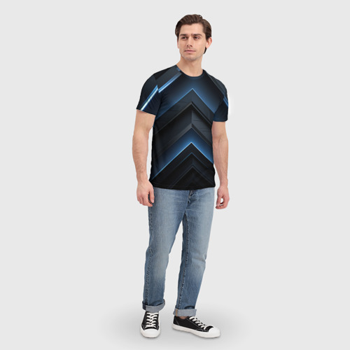 Мужская футболка 3D с принтом Синий мир абстракции, вид сбоку #3