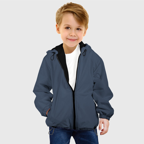 Детская куртка 3D с принтом Доберман на спине в красной краске, фото на моделе #1