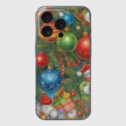 Чехол для iPhone 16 Pro Max силиконовый с защитой камеры Новогодний принт на елке
