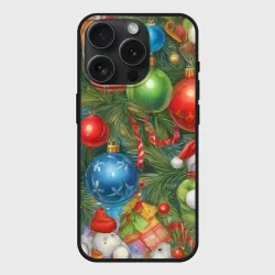 Чехол силиконовый для Apple iPhone 15 Pro Мax матовый Новогодний принт на елке