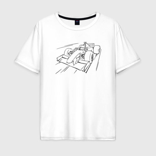 Мужская футболка хлопок Oversize Формула 1 контур, цвет белый