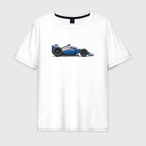 Мужская футболка хлопок Oversize Формула 1 синяя, цвет белый