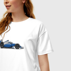 Женская футболка хлопок Oversize Формула 1 синяя - фото 2