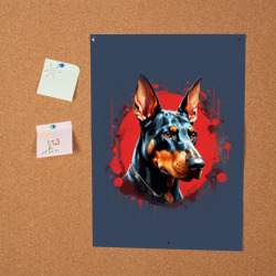 Постер Доберман в красной краске спереди - фото 2