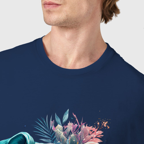 Мужская футболка хлопок Бульдог в очках, цвет темно-синий - фото 6