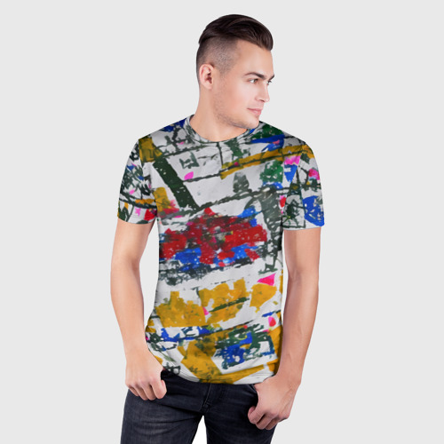 Мужская футболка 3D Slim с принтом Абстракция дорога, фото на моделе #1