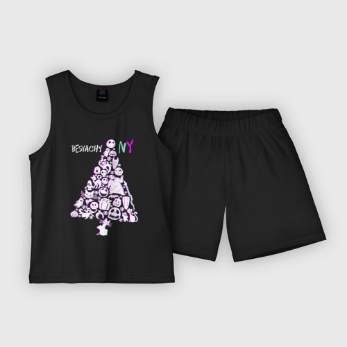 Детская пижама с шортами хлопок Кошмар перед рождеством Тим Бёртон, цвет черный