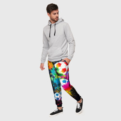 Мужские брюки 3D Разноцветные футбольные мячи - фото 2
