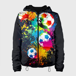 Женская куртка 3D Разноцветные футбольные мячи