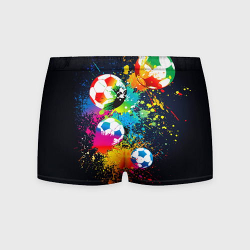 Мужские трусы 3D Разноцветные футбольные мячи, цвет 3D печать - фото 2