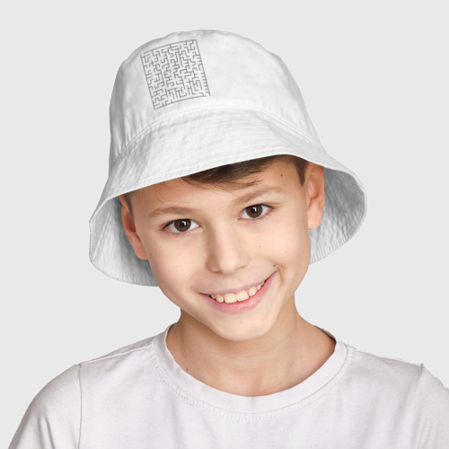 Детская панама хлопок с принтом Квадратный лабиринт, фото на моделе #1