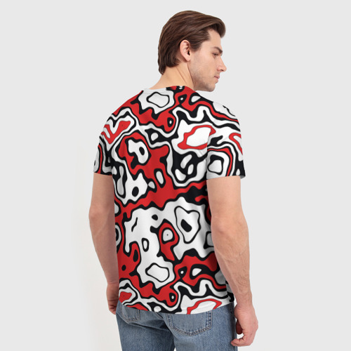 Мужская футболка 3D с принтом Агрессивный яркий камуфляж, вид сзади #2