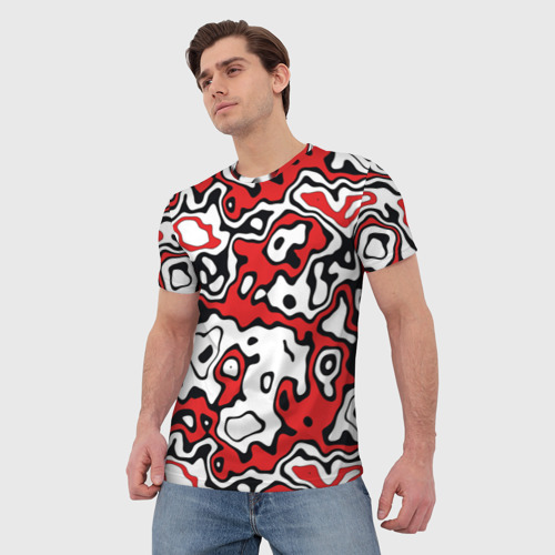 Мужская футболка 3D с принтом Агрессивный яркий камуфляж, фото на моделе #1