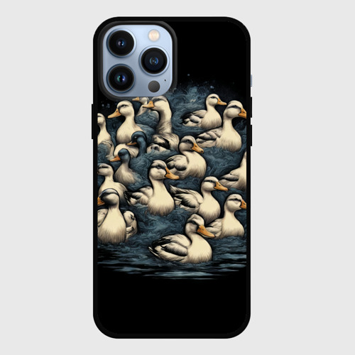 Чехол для iPhone 13 Pro Max с принтом Утки в пруду, вид спереди #2