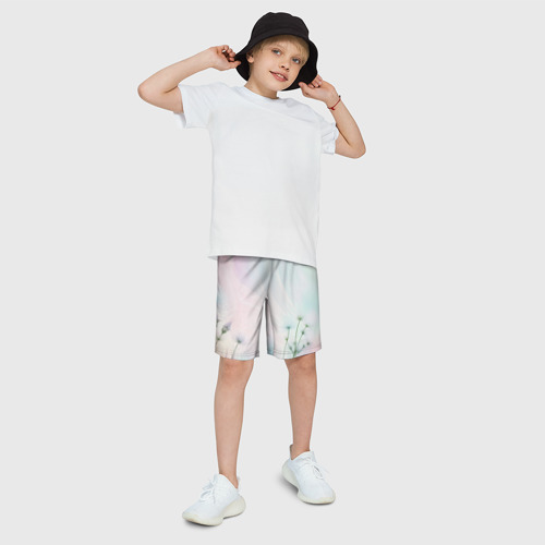 Детские спортивные шорты 3D с принтом Цветочный восход, фото на моделе #1