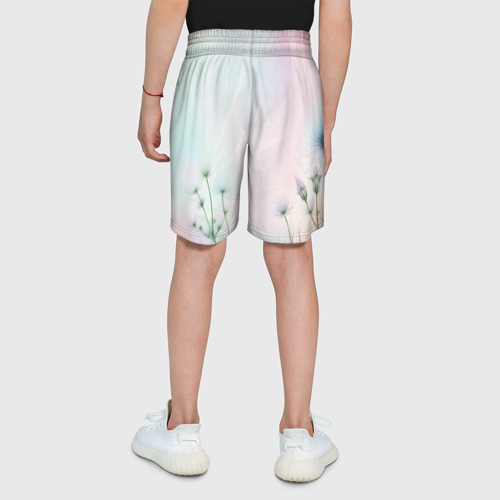 Детские спортивные шорты 3D с принтом Цветочный восход, вид сзади #2