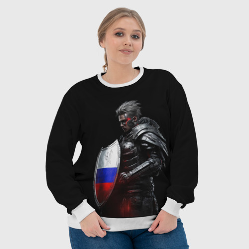 Женский свитшот 3D Воин с щитом России, цвет 3D печать - фото 6