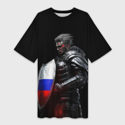 Платье-футболка 3D Воин с щитом России