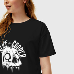 Женская футболка хлопок Oversize White skull Alice Cooper - фото 2