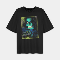 Женская футболка Oversize хлопок premium Snake Alice Cooper