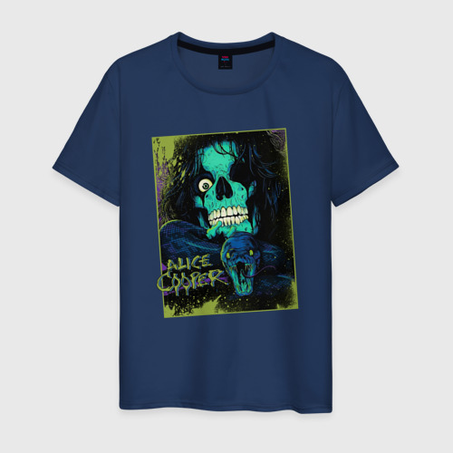 Мужская футболка из хлопка с принтом Snake Alice Cooper, вид спереди №1