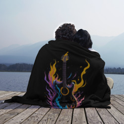 Плед 3D Гитара в неоновом огне - фото 2