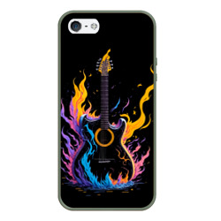 Чехол для iPhone 5/5S матовый Гитара в неоновом огне