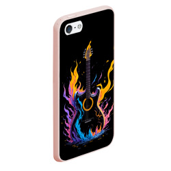 Чехол для iPhone 5/5S матовый Гитара в неоновом огне - фото 2