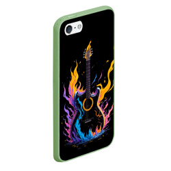 Чехол для iPhone 5/5S матовый Гитара в неоновом огне - фото 2