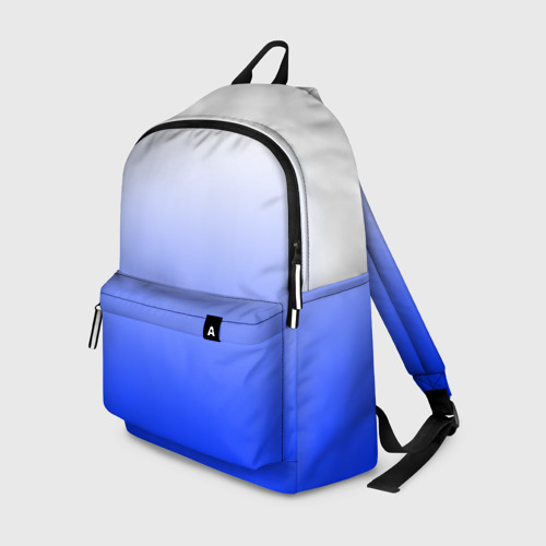 Рюкзак 3D с принтом Градиент бело-синий, вид спереди #2